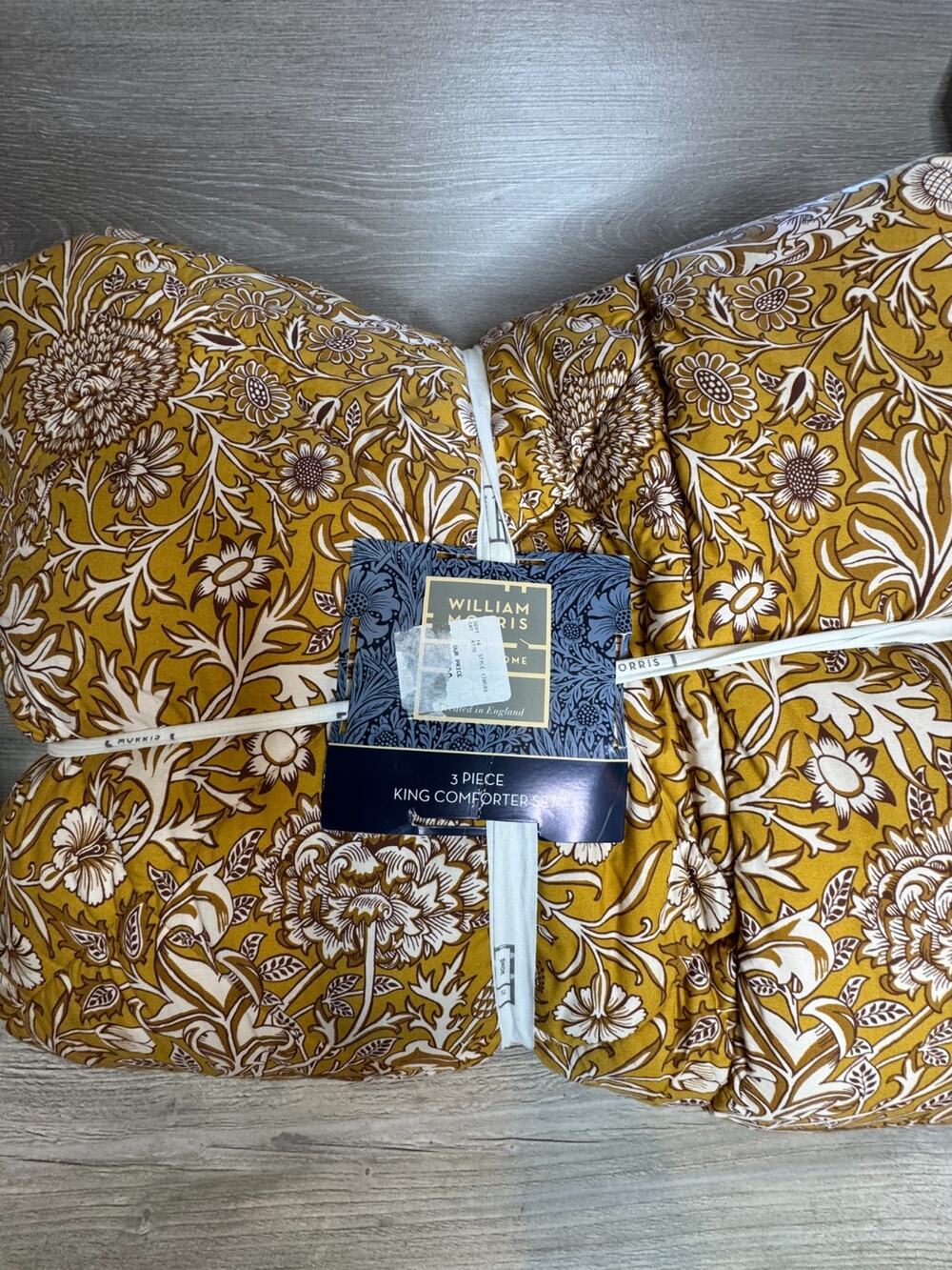 New William Morris Cherwell Honey Floral King Comforter Set 3 Pc
